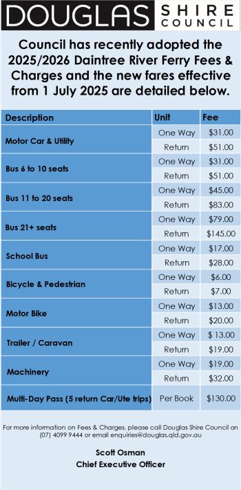 Daintree Ferry 2025-26 Fees and Charges Daintree Ferry 2025-26 Fees and Charges